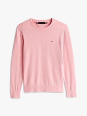 pink flag embroidery jumper for men tommy hilfiger