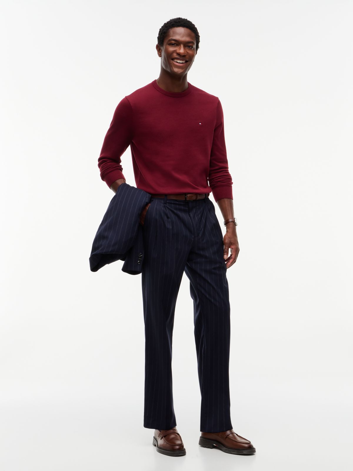 Flag Embroidery Crew Neck Jumper — Purple