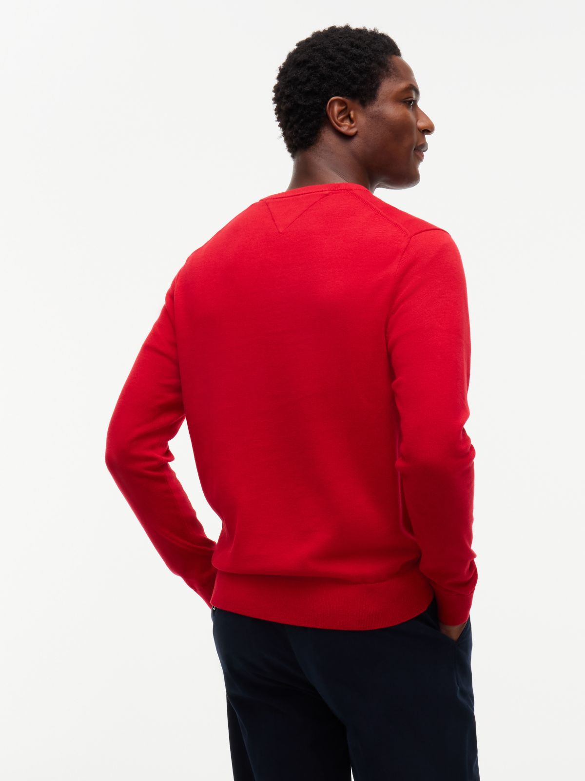 Flag Embroidery Crew Neck Jumper — Red
