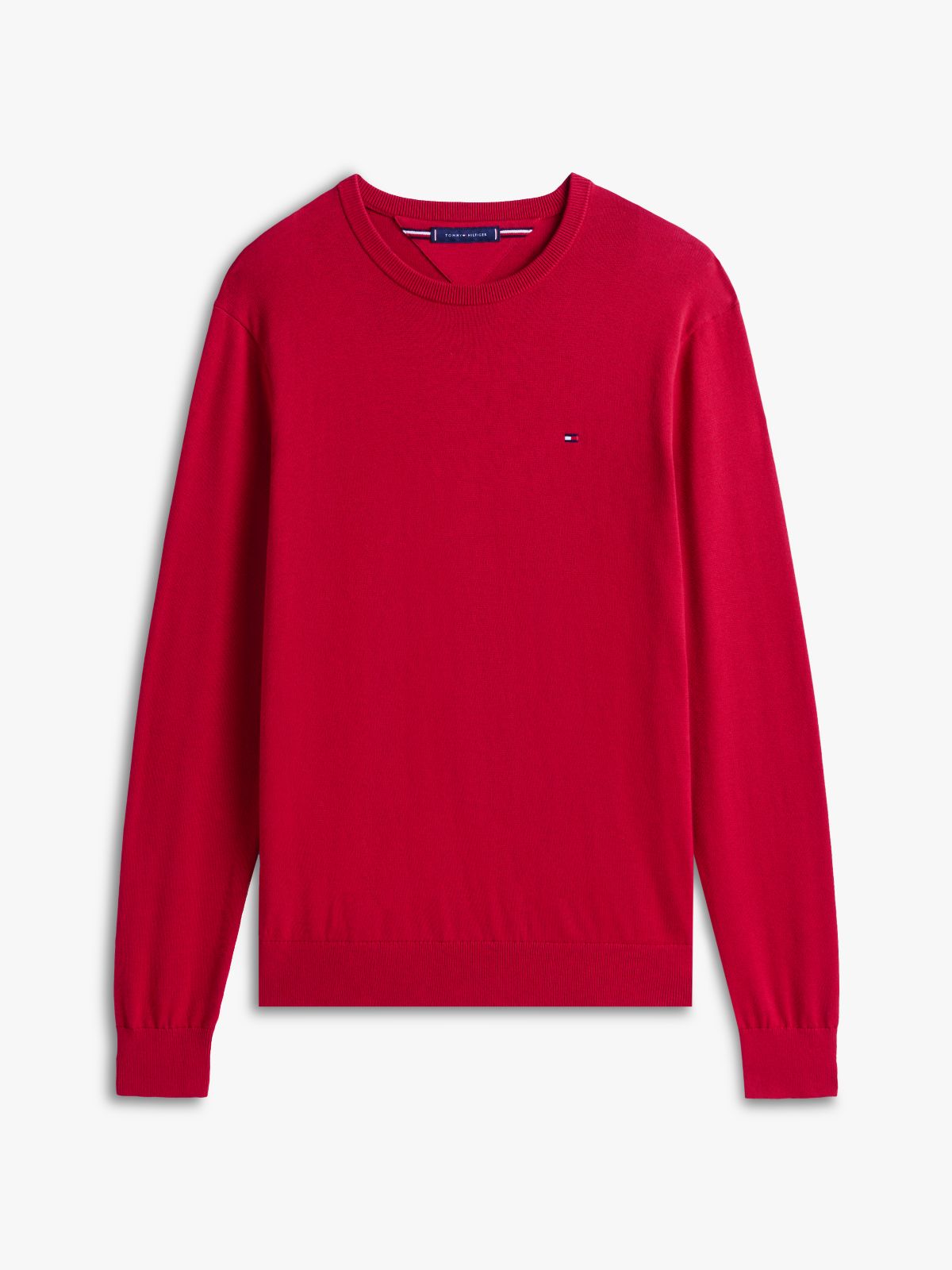 Flag Embroidery Crew Neck Jumper — Red