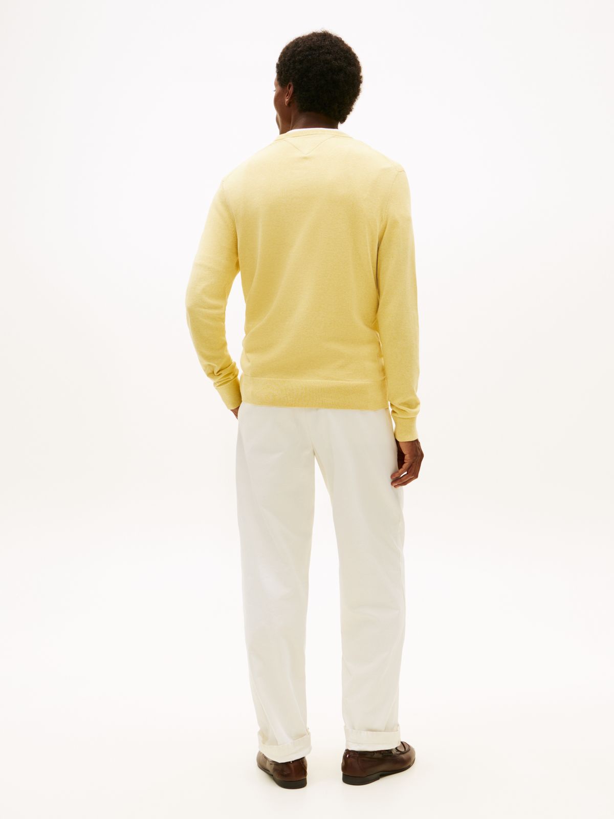 Flag Embroidery Crew Neck Jumper — Yellow