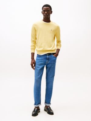 yellow flag embroidery jumper for men tommy hilfiger