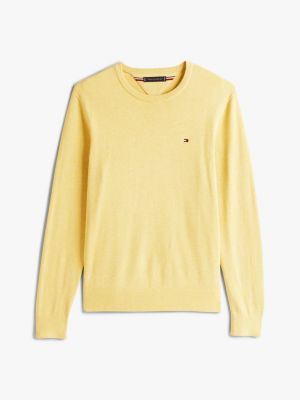 pullover con bandierina ricamata giallo da uomini tommy hilfiger