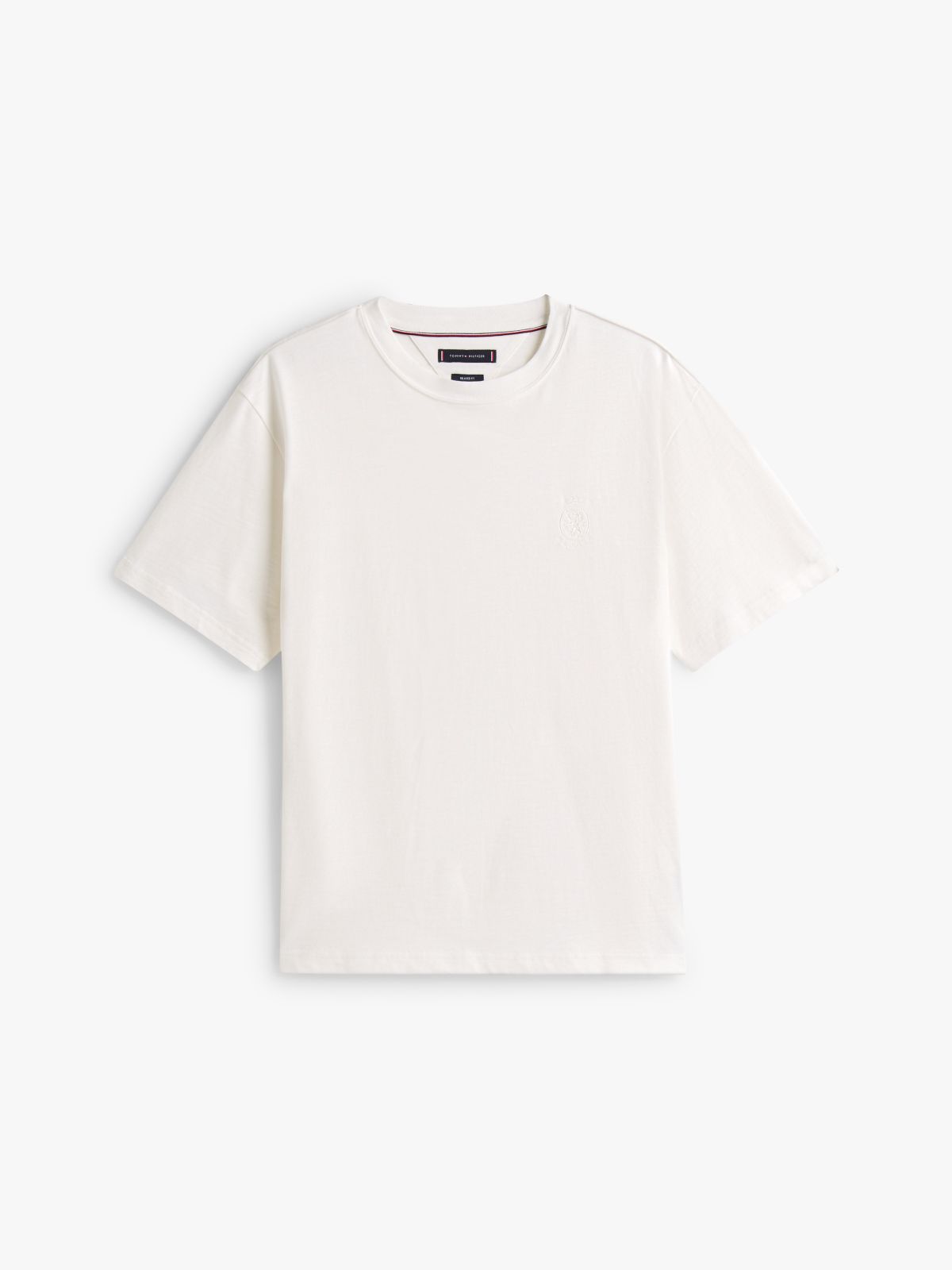 Varsity Textured Crest Embroidery T-Shirt — White