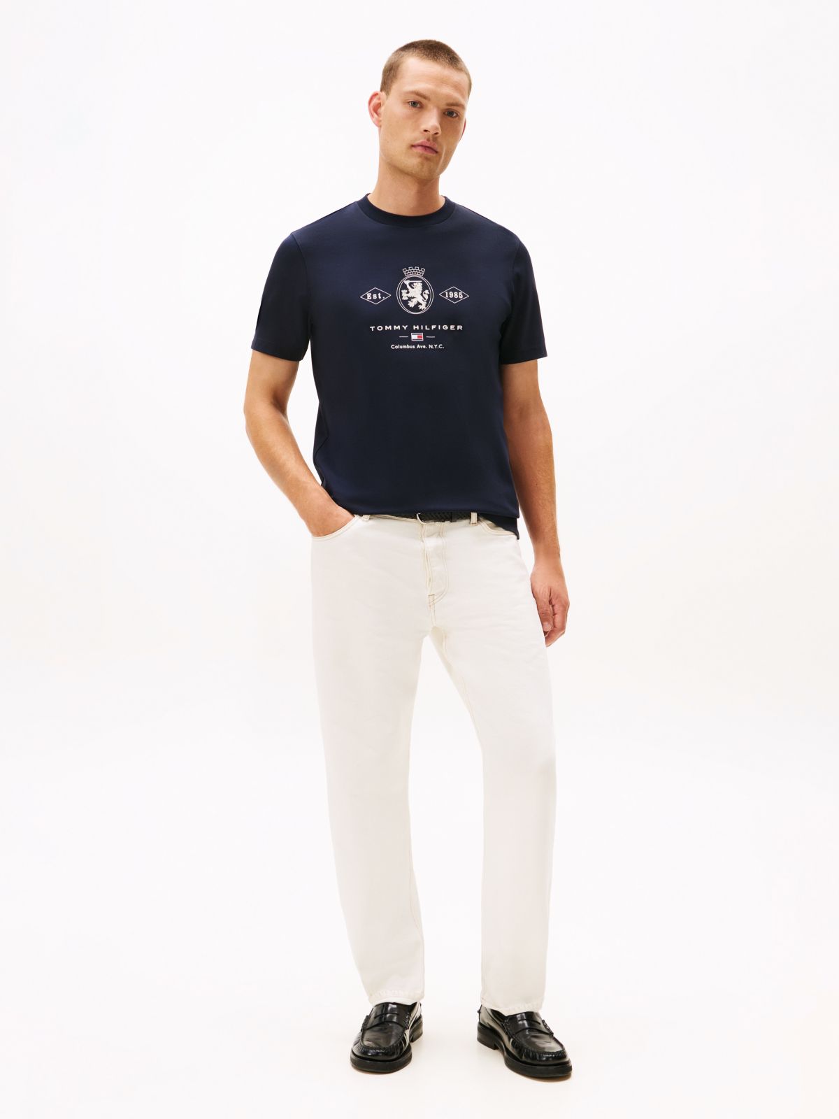 Varsity Graphic Interlock Knit T-Shirt — Blue