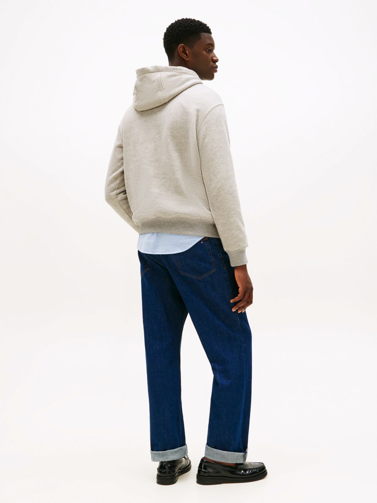 Varsity Crest Relaxed Fleece Hoody — Grey