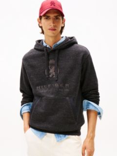 Varsity Crest Relaxed Fleece Hoody — Grey 1