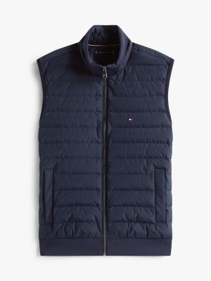 gilet matelassé à capuche bleu pour hommes tommy hilfiger