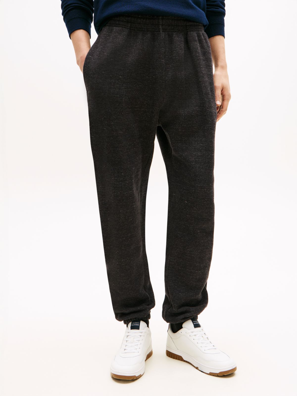 Varsity Crest Embroidery Relaxed Joggers — Black