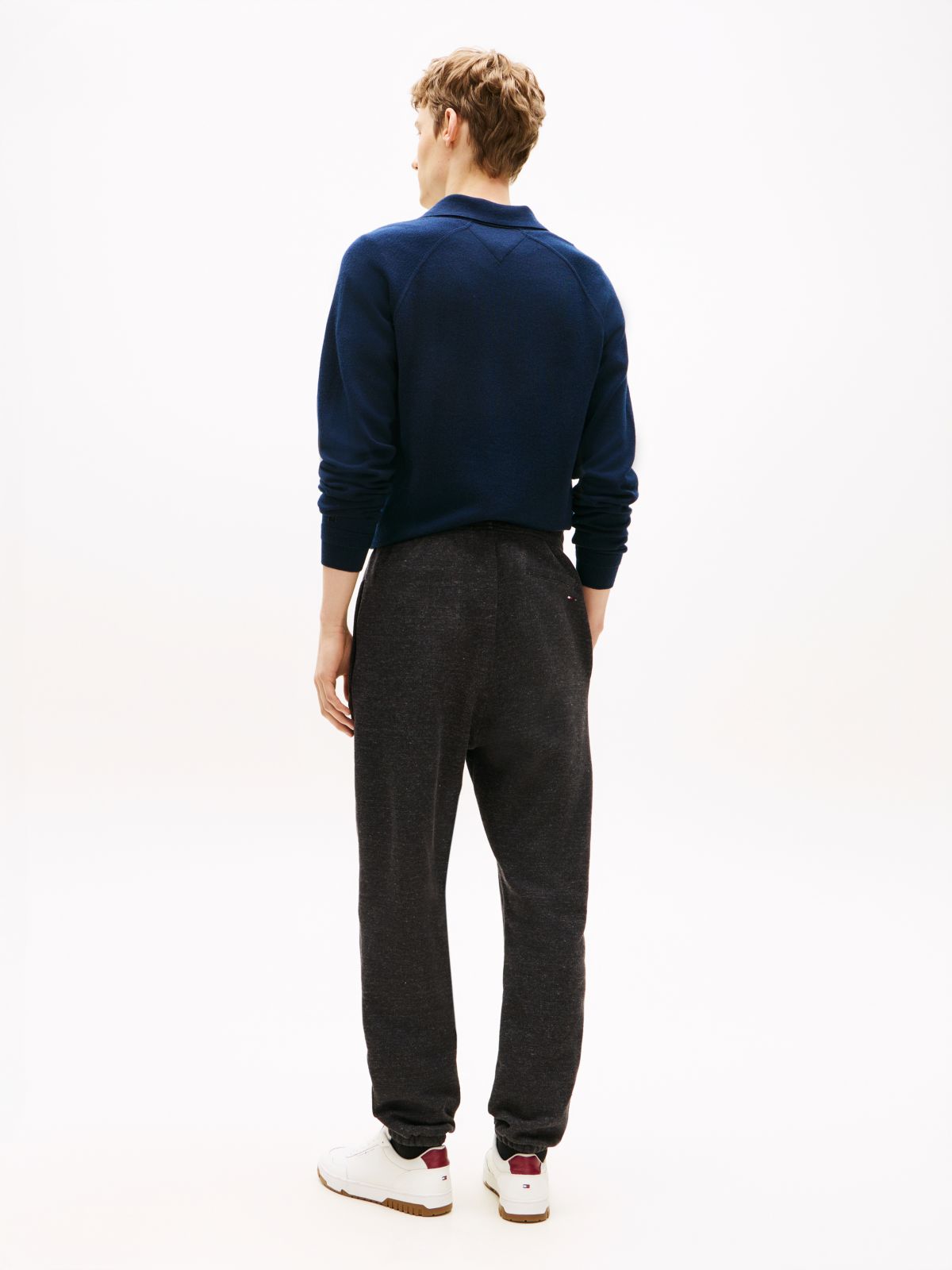 Varsity Crest Embroidery Relaxed Joggers — Black