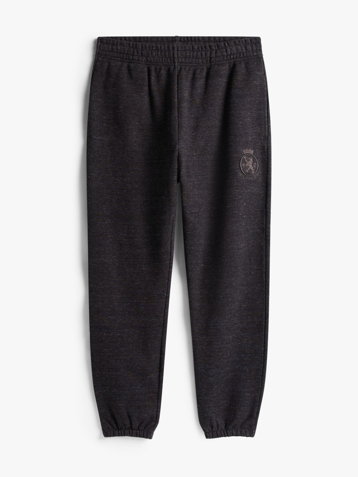 Varsity Crest Embroidery Relaxed Joggers — Black