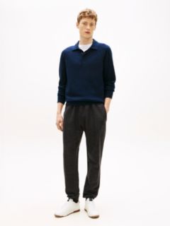 Varsity Crest Embroidery Relaxed Joggers — Black 1