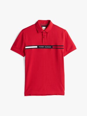 polo adaptive de corte regular roja de hombres tommy hilfiger