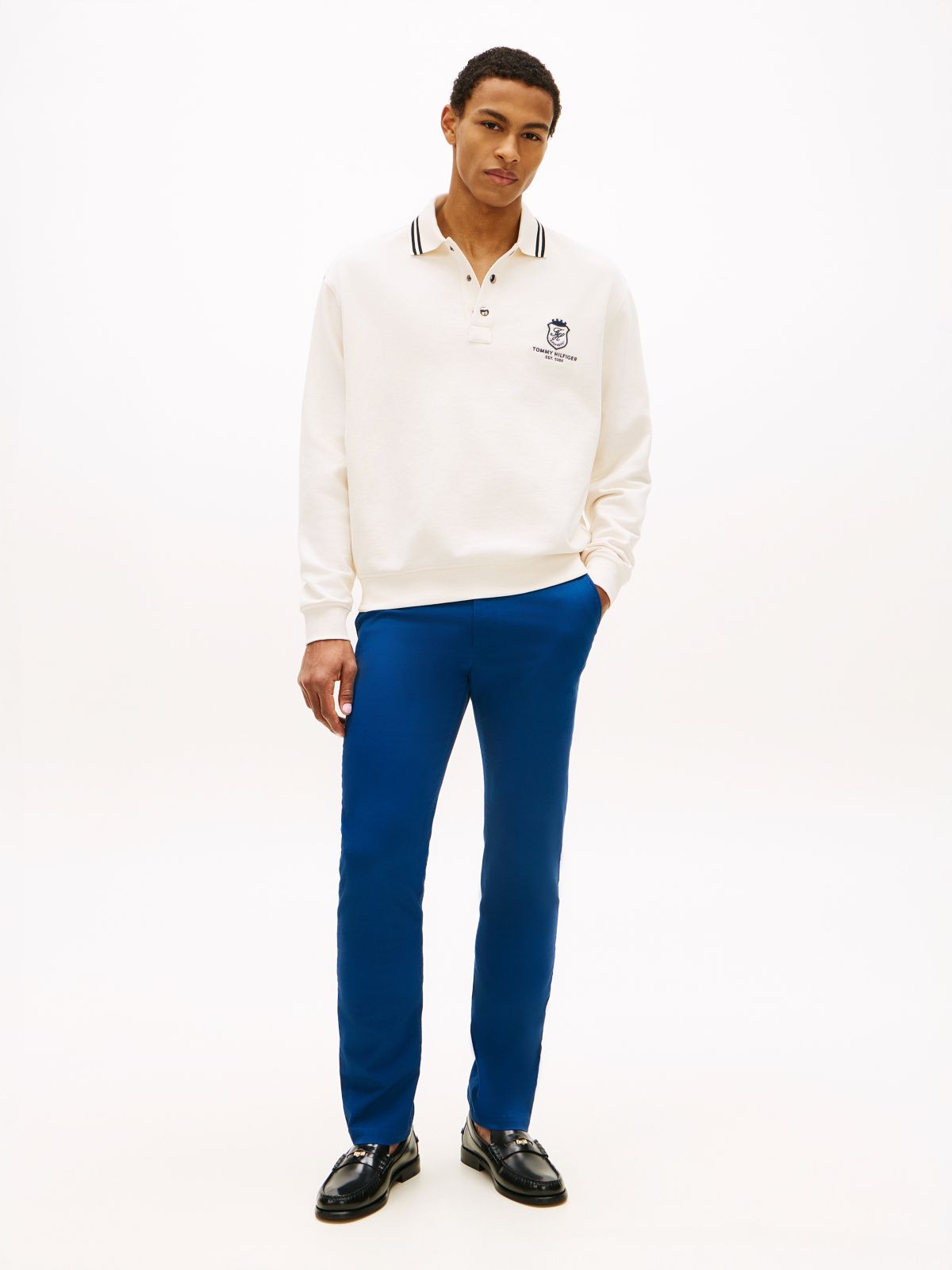 Denton Slim Straight Leg Twill Chinos — Blue