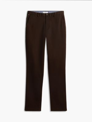 brown denton slim straight leg twill chinos for men tommy hilfiger