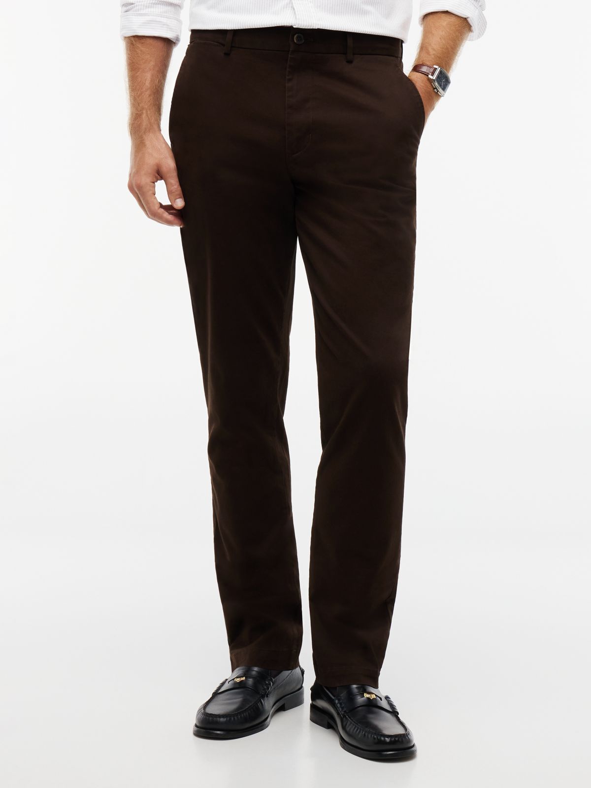 Denton Slim Straight Leg Twill Chinos — Brown