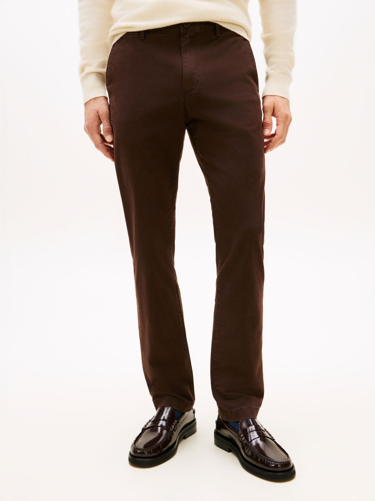 Denton Slim Straight Leg Twill Chinos — Brown