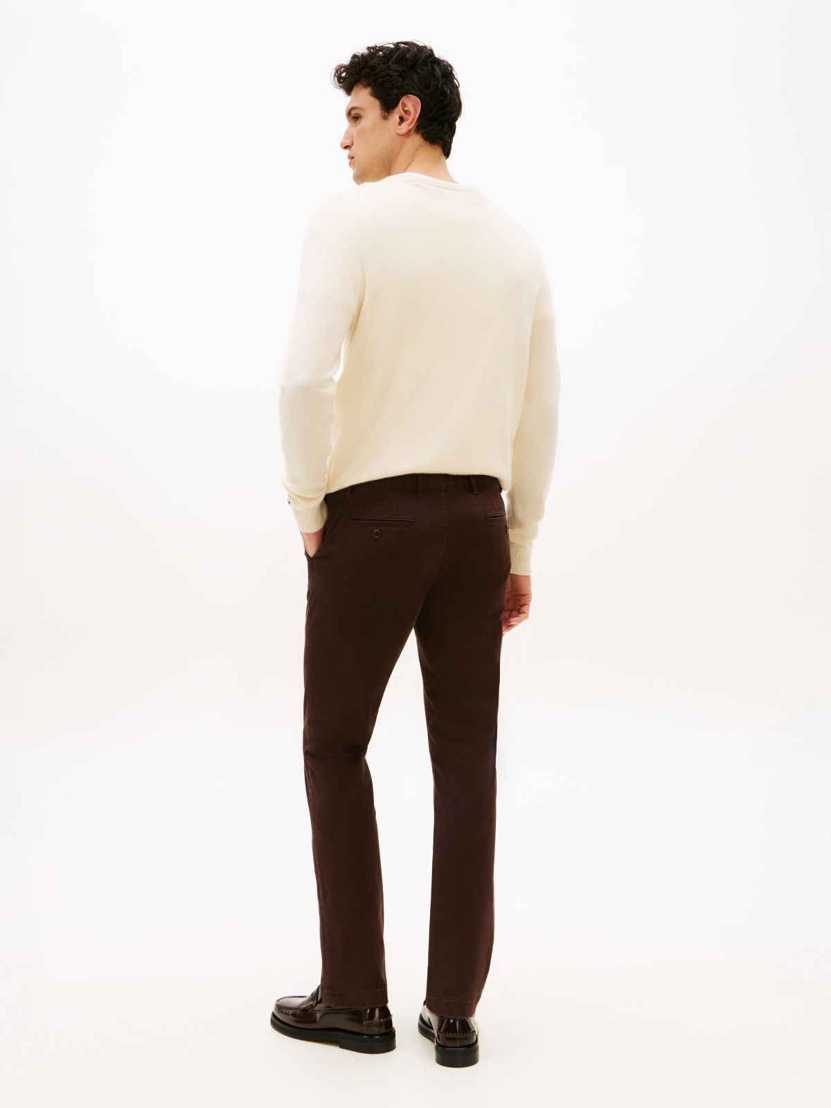 Denton Slim Straight Leg Twill Chinos — Brown