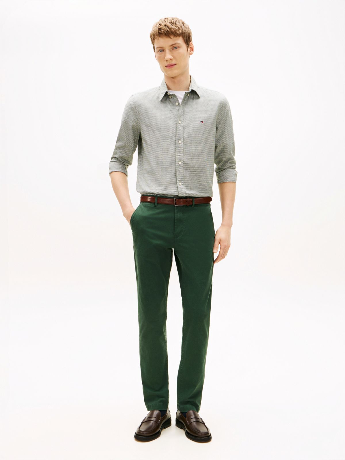 Denton Slim Straight Leg Twill Chinos — Green