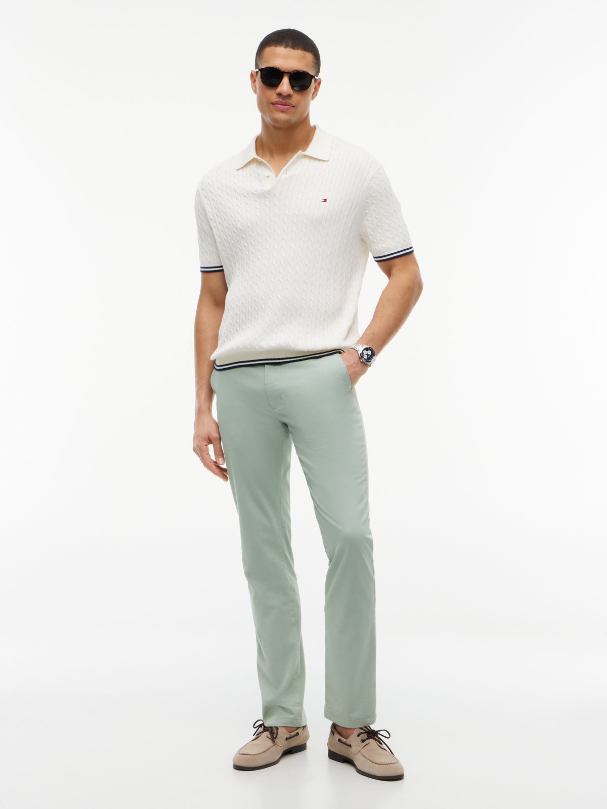 Denton Slim Straight Leg Twill Chinos — Grey