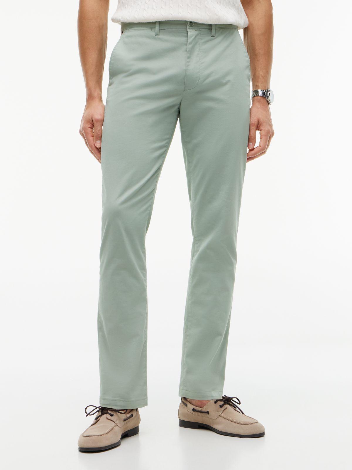 Denton Slim Straight Leg Twill Chinos — Grey