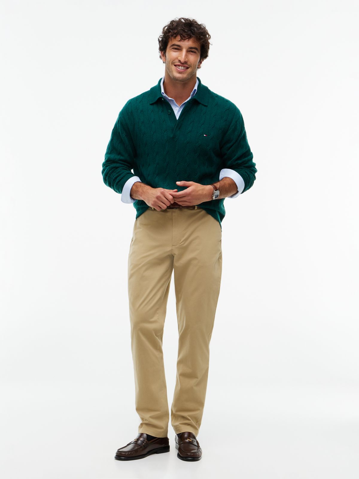 Denton Slim Straight Leg Twill Chinos — Khaki