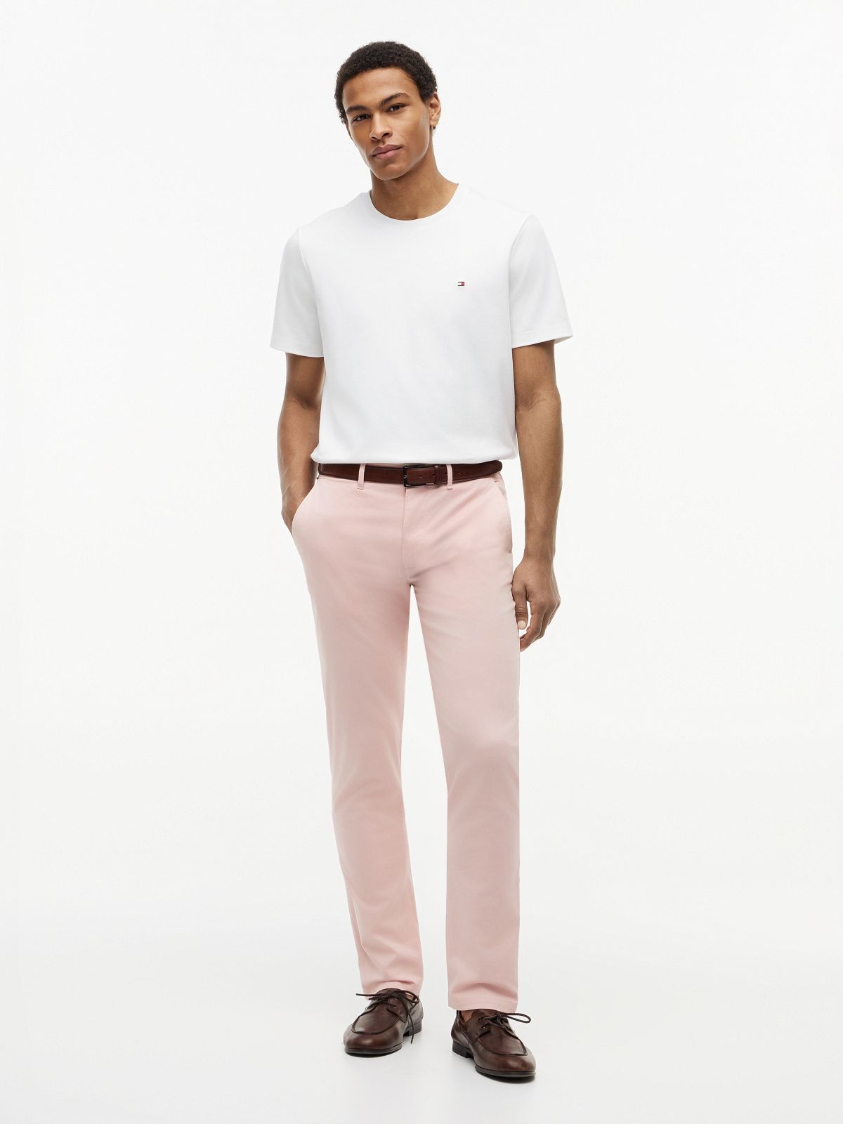 Denton Slim Straight Leg Twill Chinos — Pink