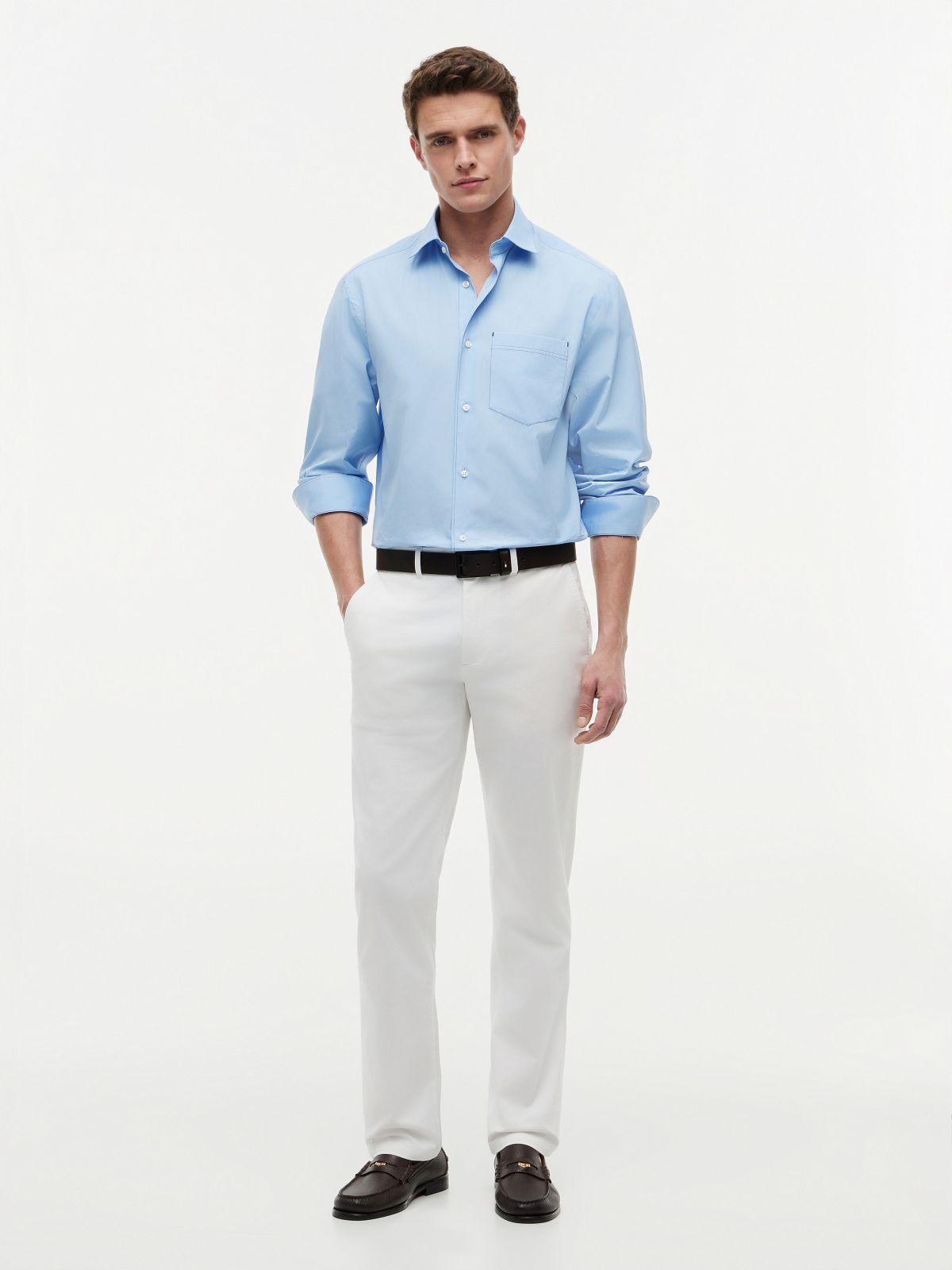 Denton Slim Straight Leg Twill Chinos — White