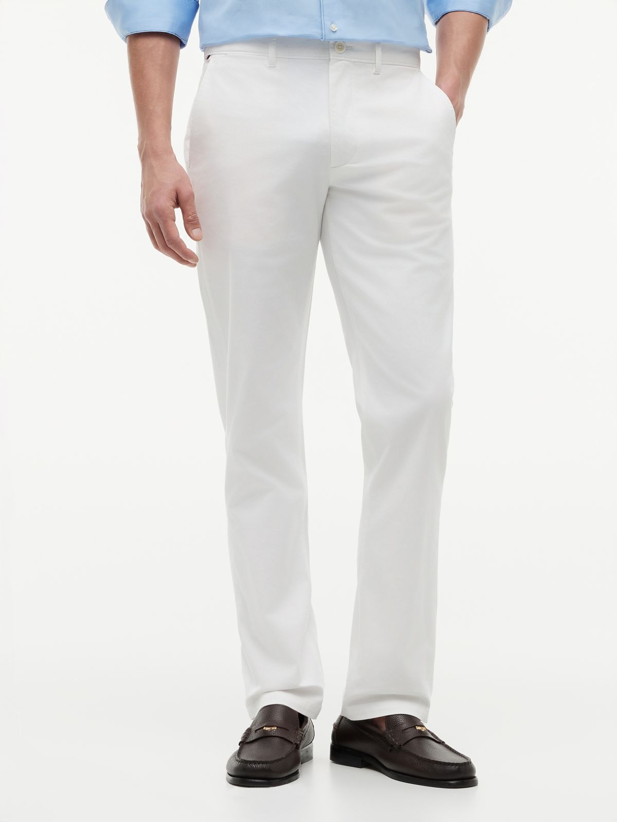 Denton Slim Straight Leg Twill Chinos — White