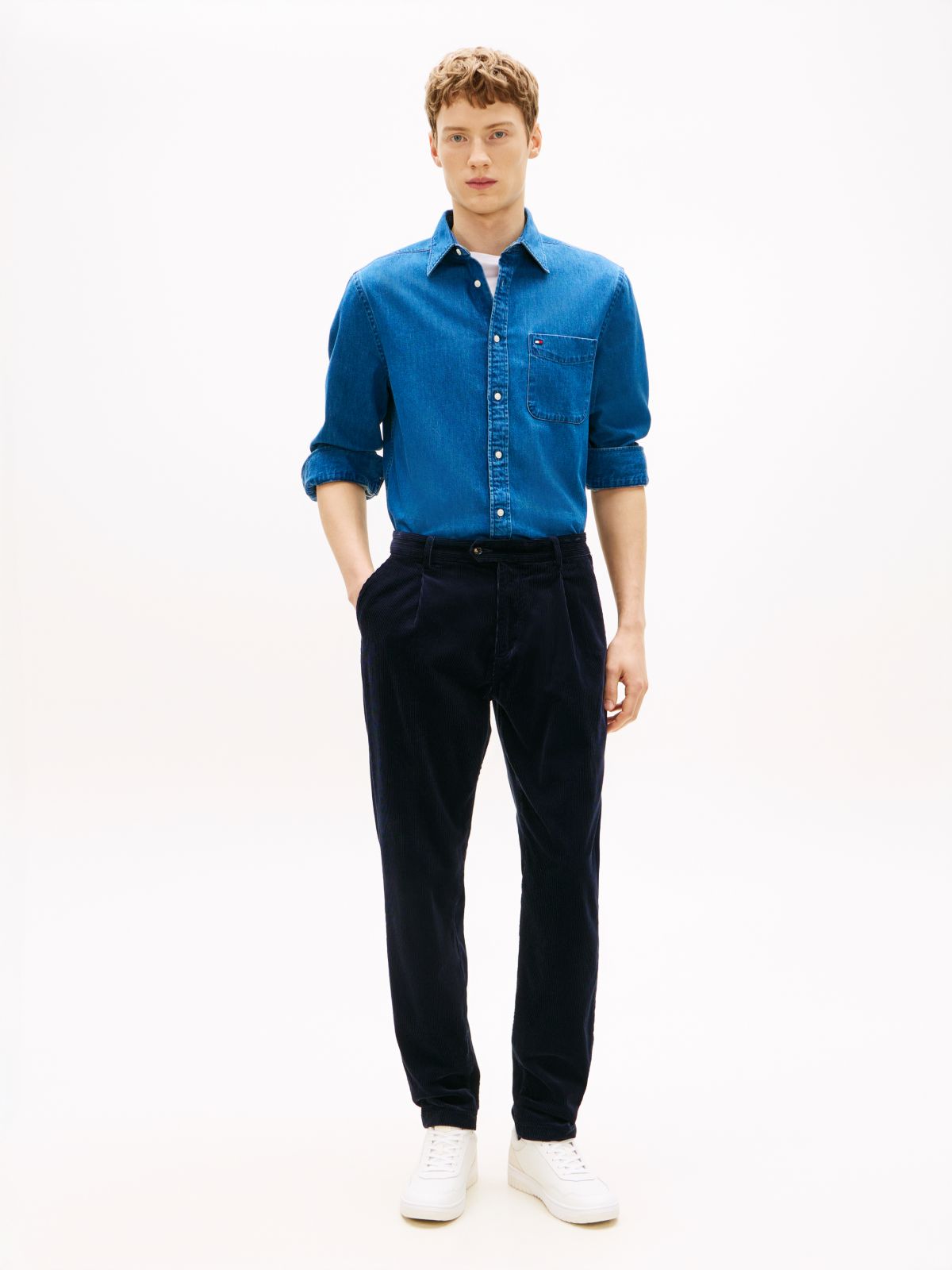 Harlem Pleated Tapered Corduroy Chinos — Black