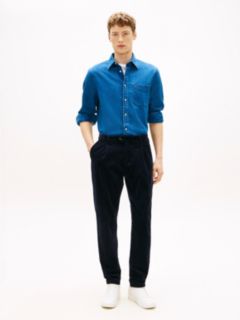 Harlem Pleated Tapered Corduroy Chinos — Black 1