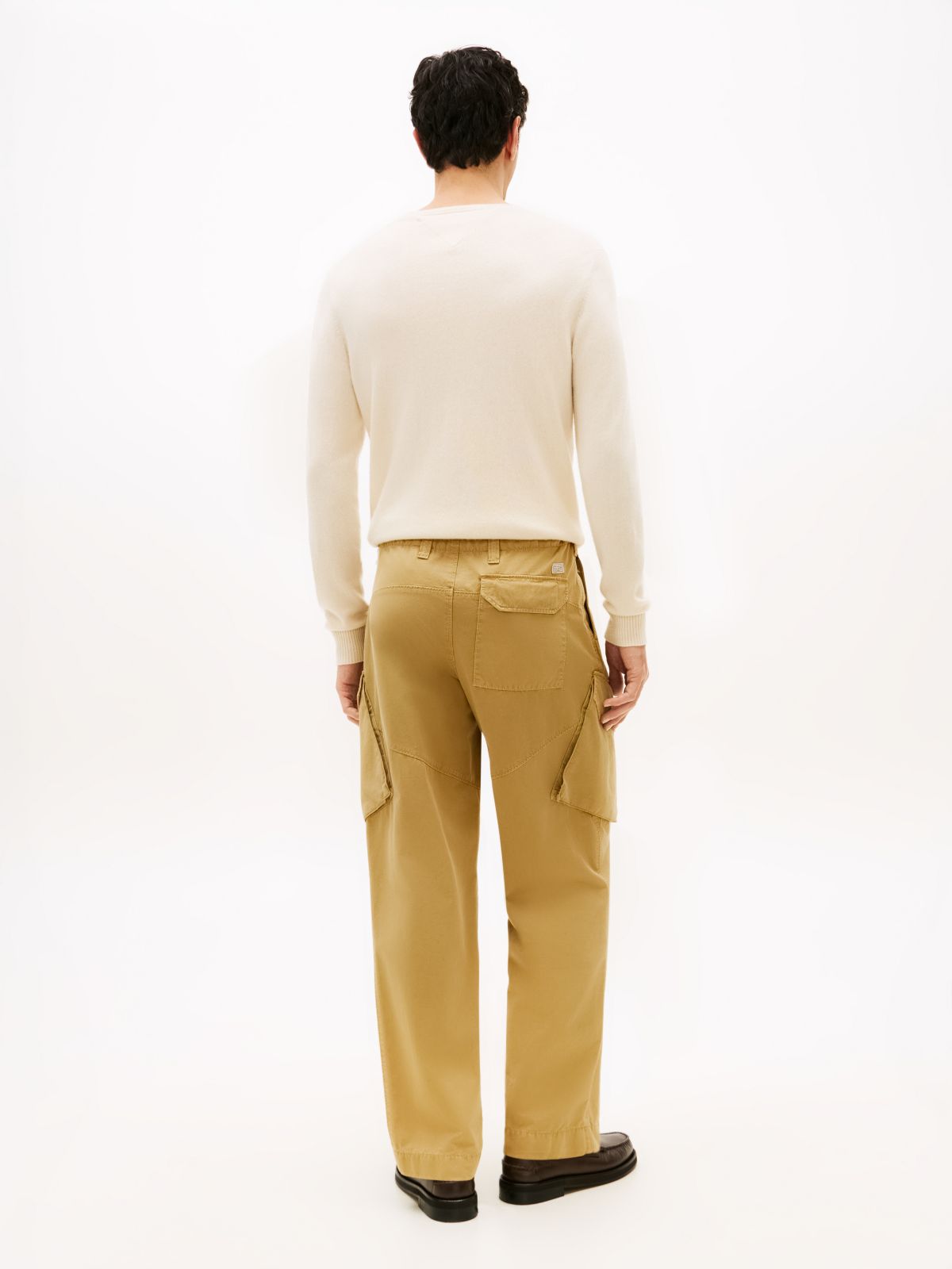 Straight Twill Cargo Trousers — Beige