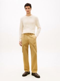 Straight Twill Cargo Trousers — Beige 1