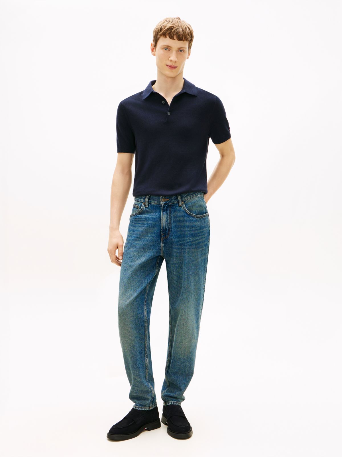 Harlem Whiskered Tapered Leg Jeans — Blue