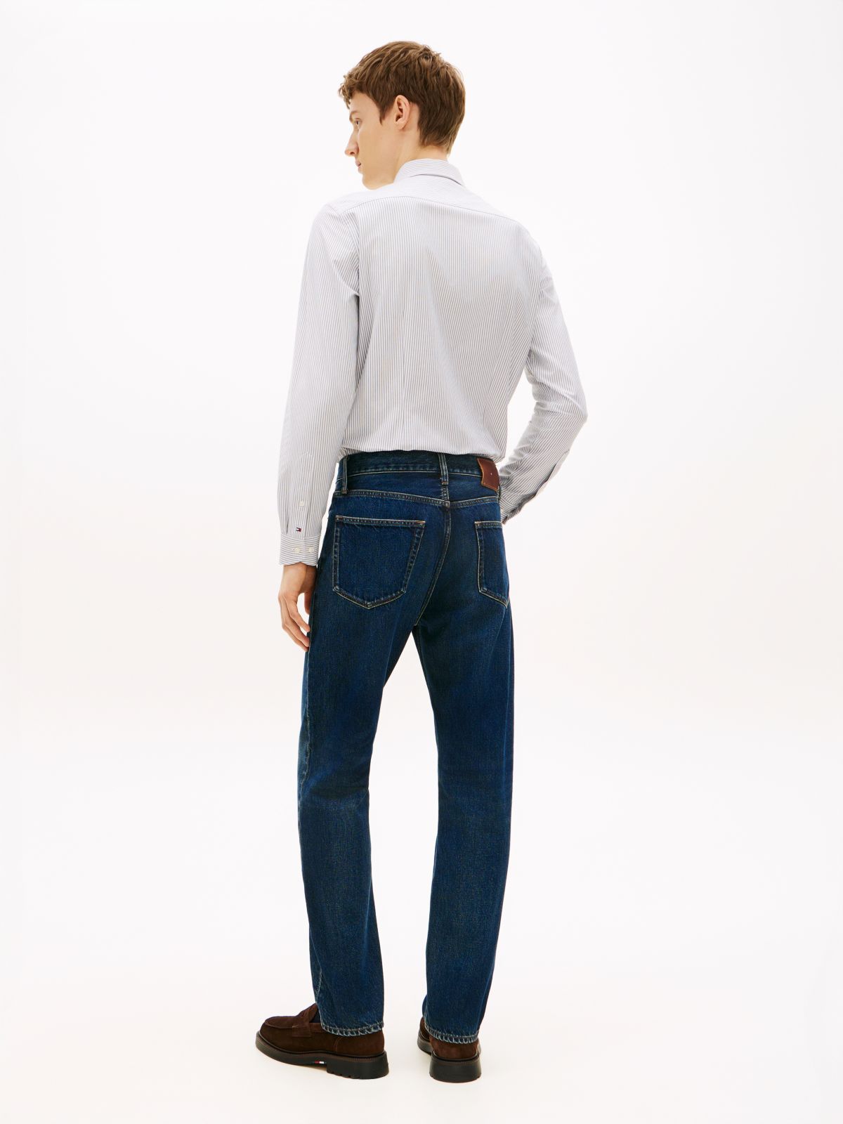 Whiskered Regular Straight Leg Jeans — Blue