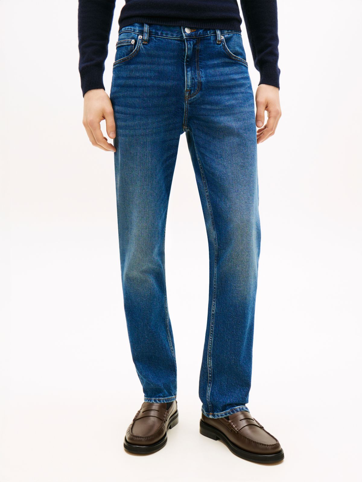 Denton Faded Straight Jeans — Blue