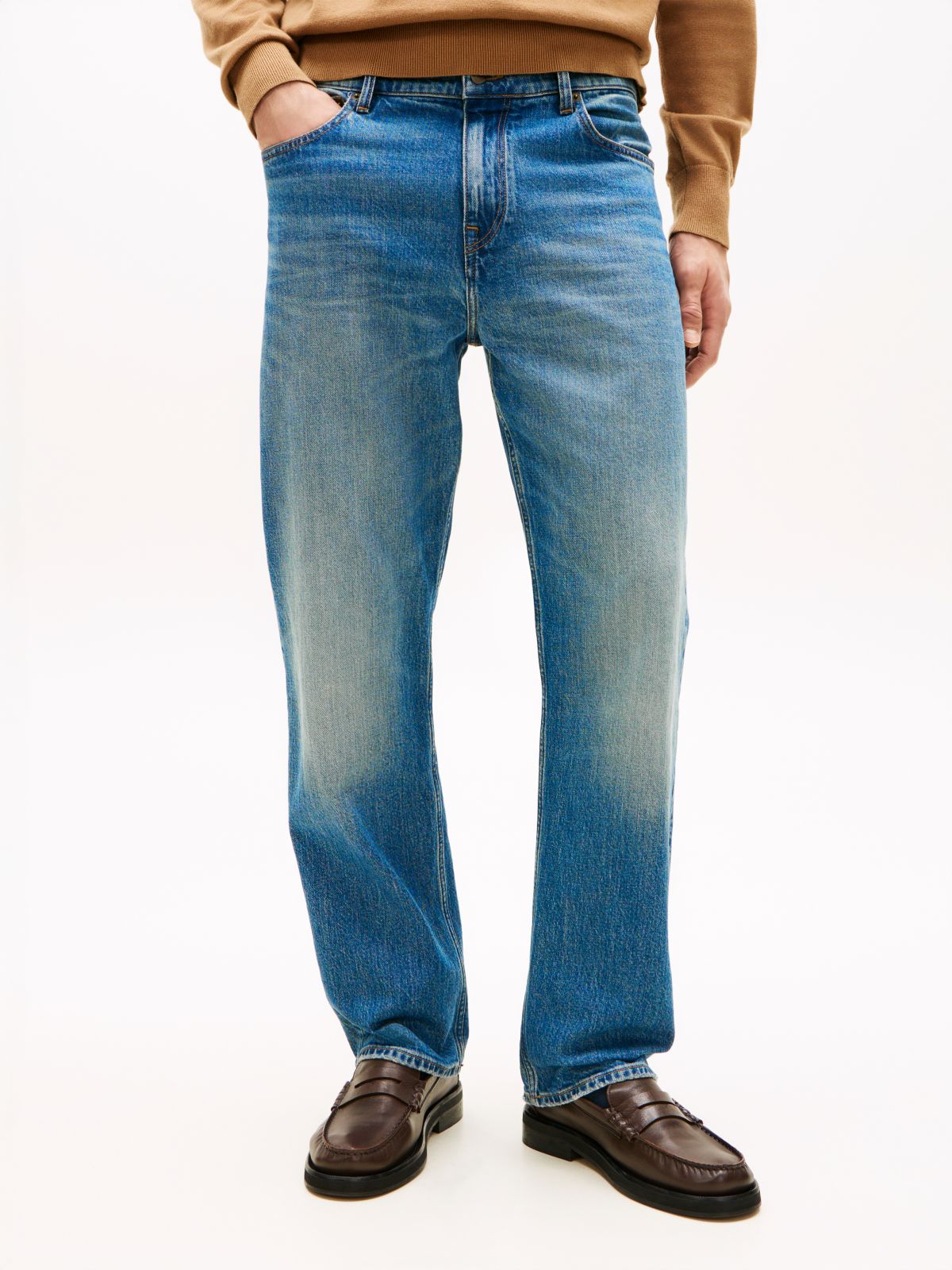 Relaxed Straight Leg Jeans — Blue