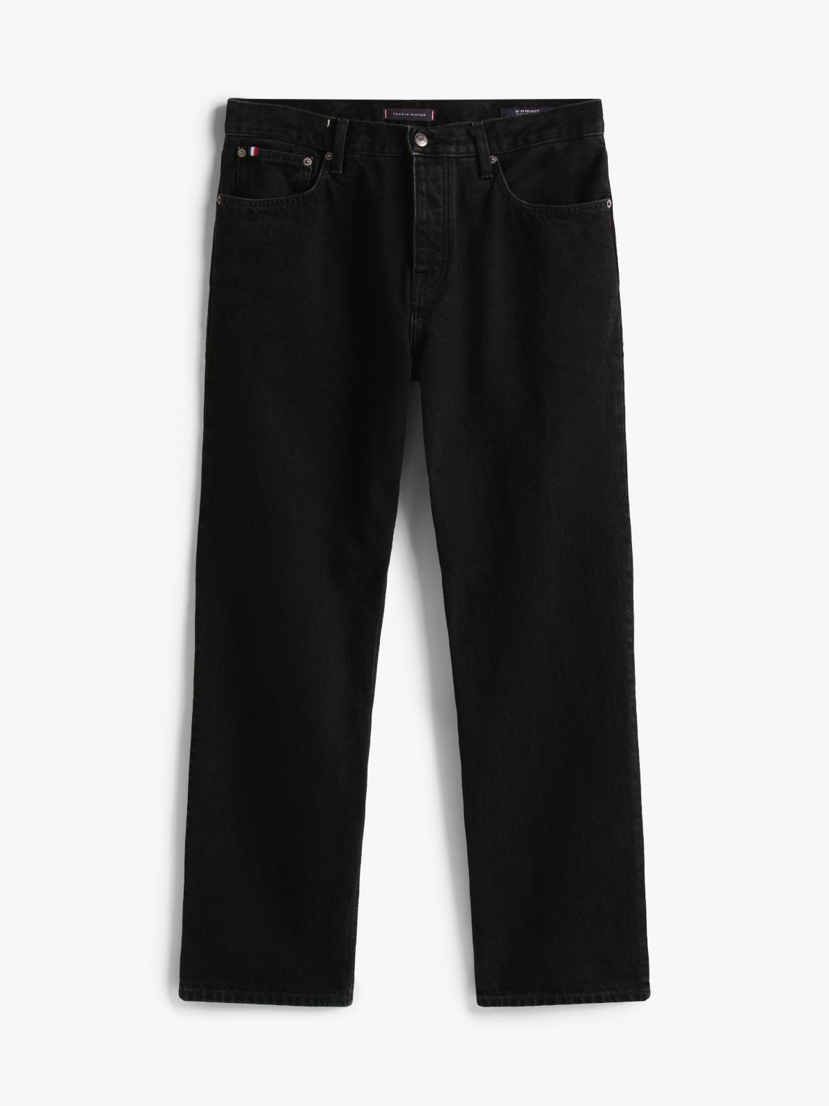Black Relaxed Straight Leg Jeans — Black