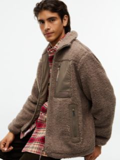 Teddy Fleece Zip-Thru Sweatshirt — Brown 4