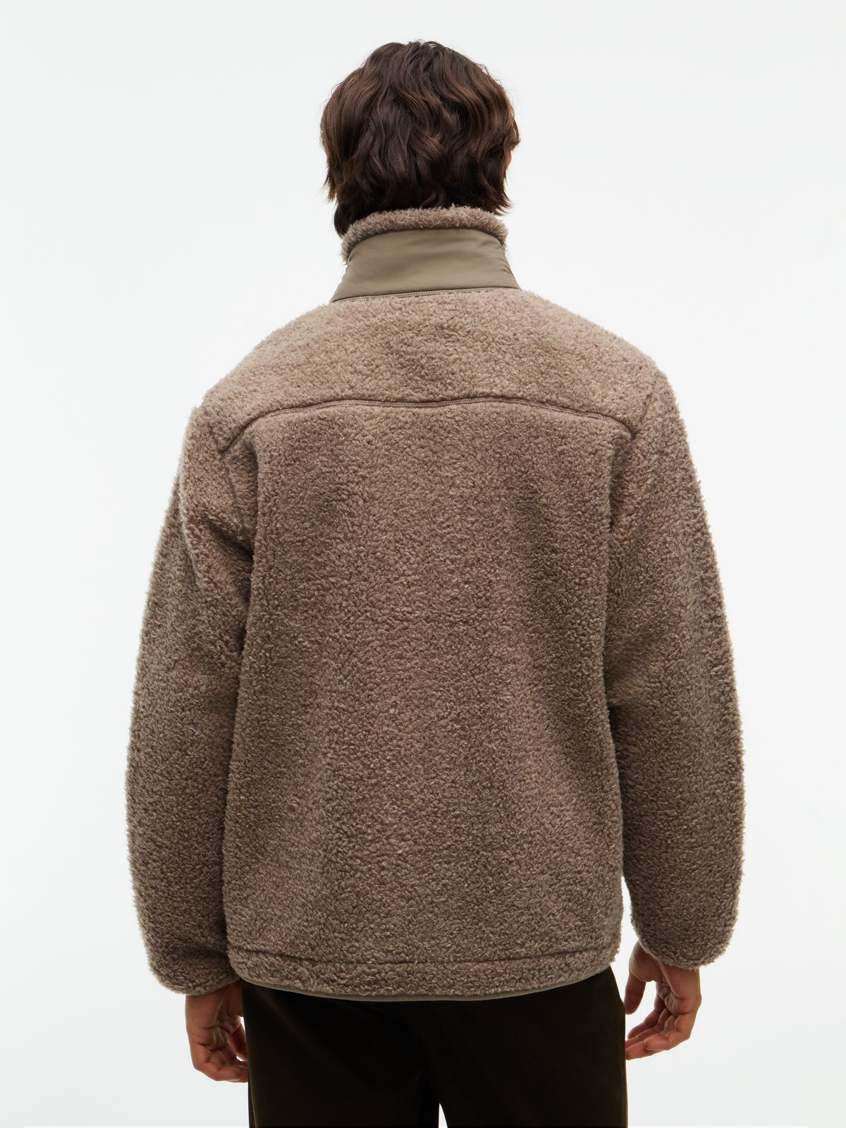 Teddy Fleece Zip-Thru Sweatshirt — Brown