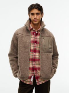 Teddy Fleece Zip-Thru Sweatshirt — Brown 1