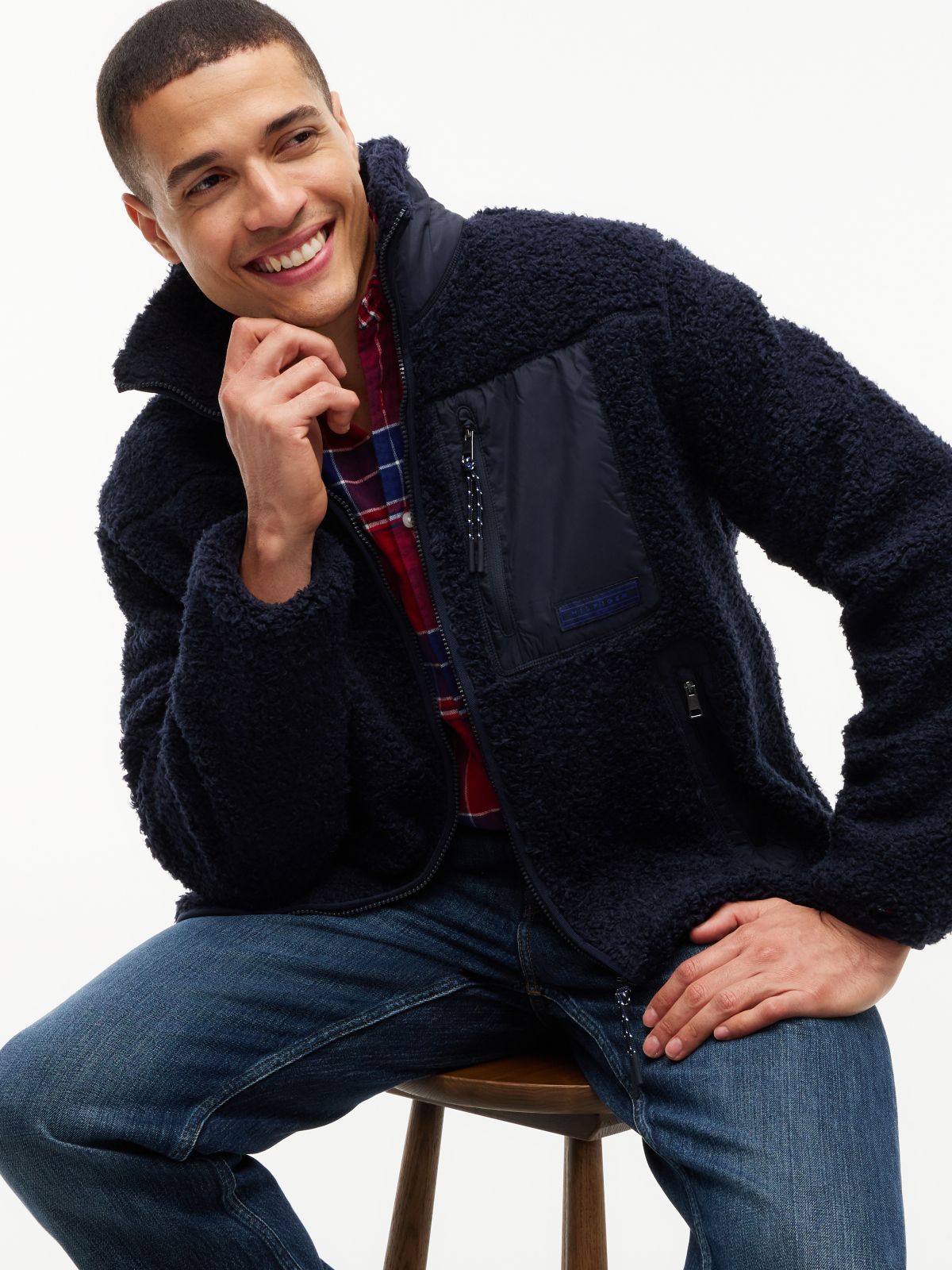 Teddy Fleece Zip-Thru Sweatshirt — Blue