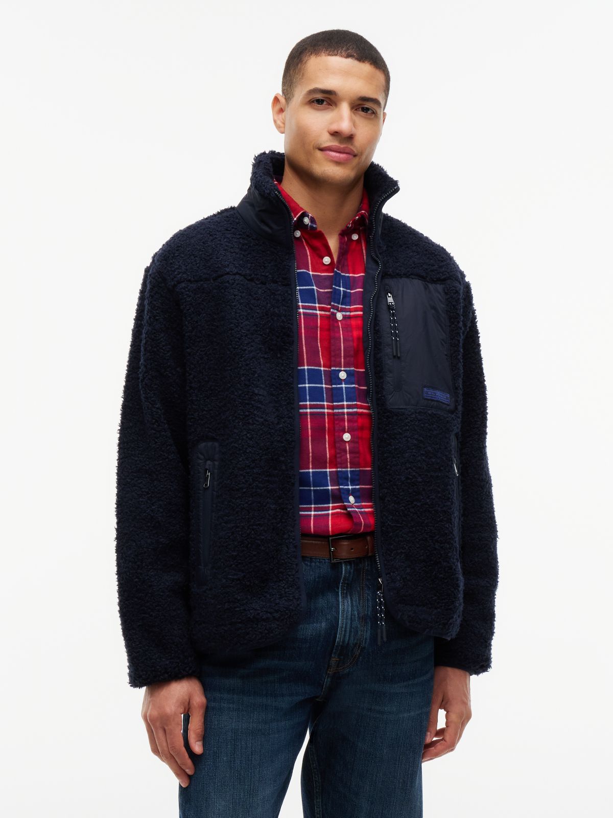 Teddy Fleece Zip-Thru Sweatshirt — Blue