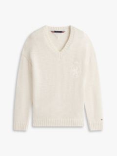 Wool Blend V-Neck Jumper — Beige 5