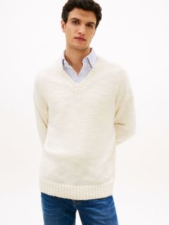 Wool Blend V-Neck Jumper — Beige 1