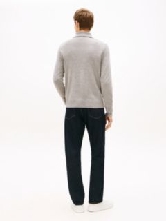 Pure Lambswool Zip Placket Polo Jumper — Grey 4