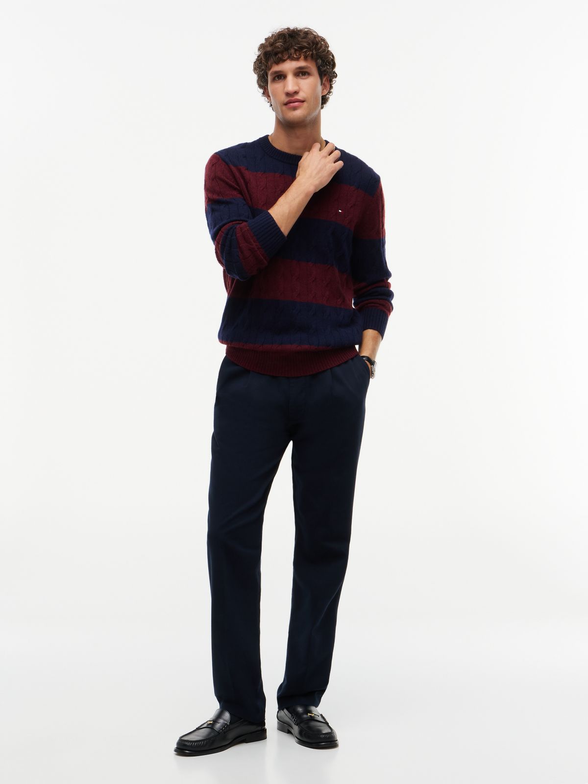 Pure Lambswool Cable Knit Jumper — Blue