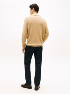 Lightweight Relaxed Open Placket Polo Jumper — Beige 4