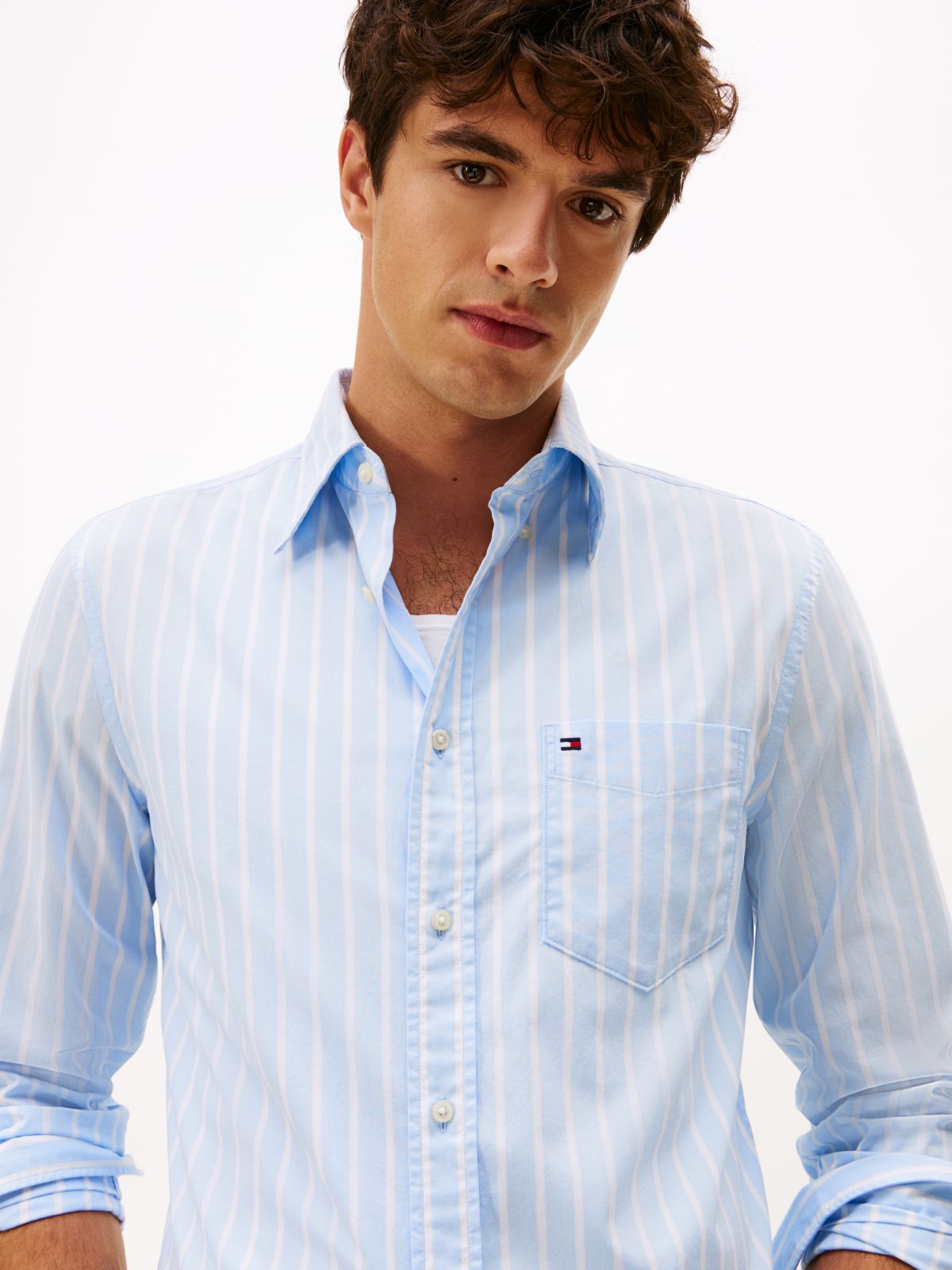 TH Flex Regular Fit Stripe Shirt — Blue