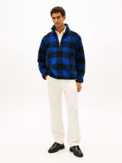 Teddy Check Quarter-Zip Jumper — Blue 3